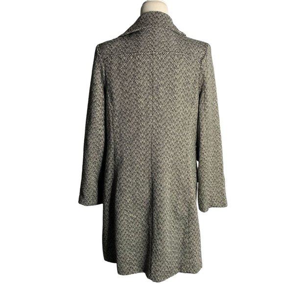 Vintage 90s Last Kiss Wool Blend Over Coat XL Black White Lined Pockets Buttons - Picture 4 of 6